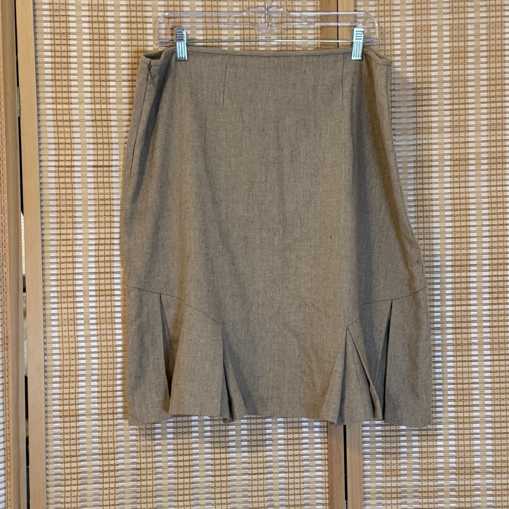 George Mark Eisen Womens 18 Beige Skirt Flared Pleated‎ Wool Blend Preppy Boho